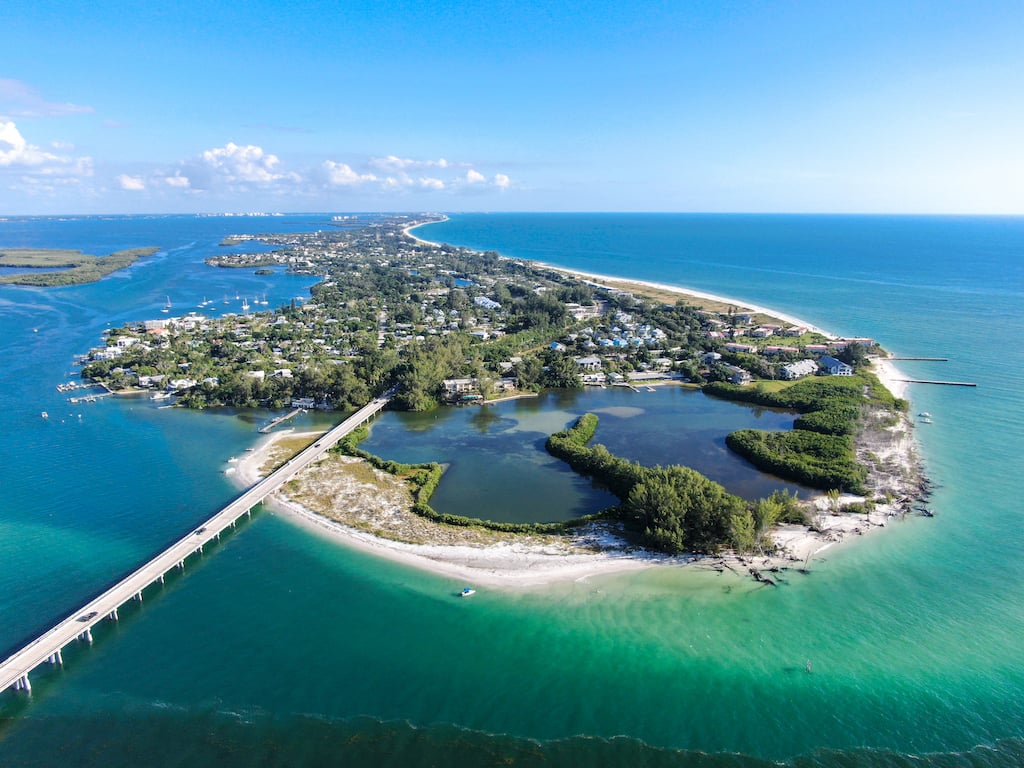 Aerial view of Beer Can Island and Longboat Key, Florida