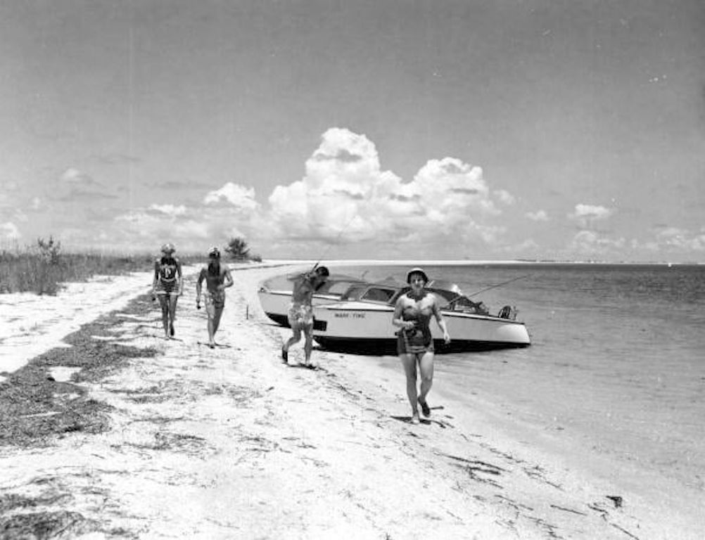 Historical image of boaters on Boca Grande Key near Key West