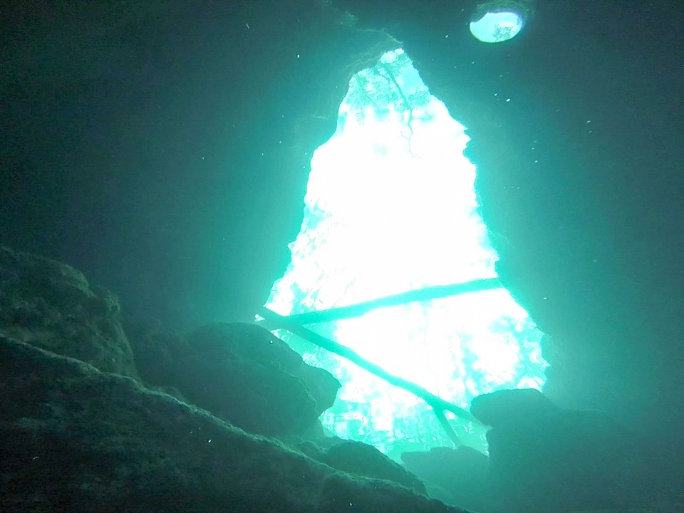 Green water inside Buford Springs