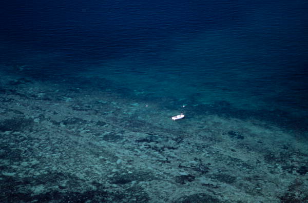 A boat anchored on a sandbar, Content Keys, in the Florida Keys