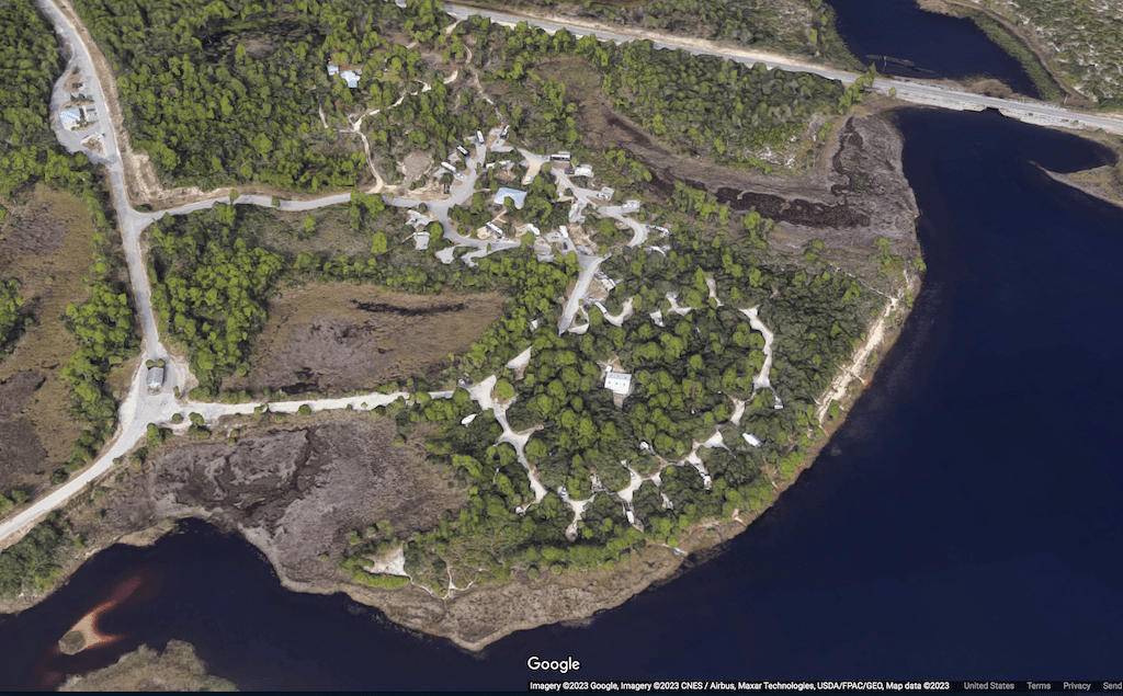 Aerial view of campground loops at Grayton Beach State Park