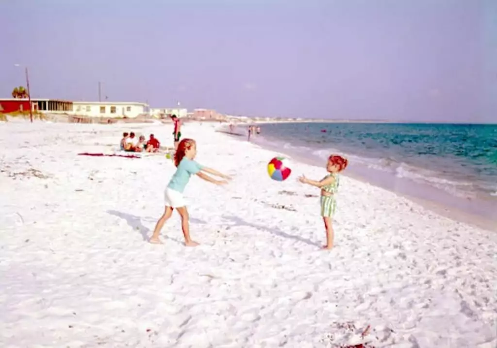 Children playing on a beach in Mexico Beach, Florida
