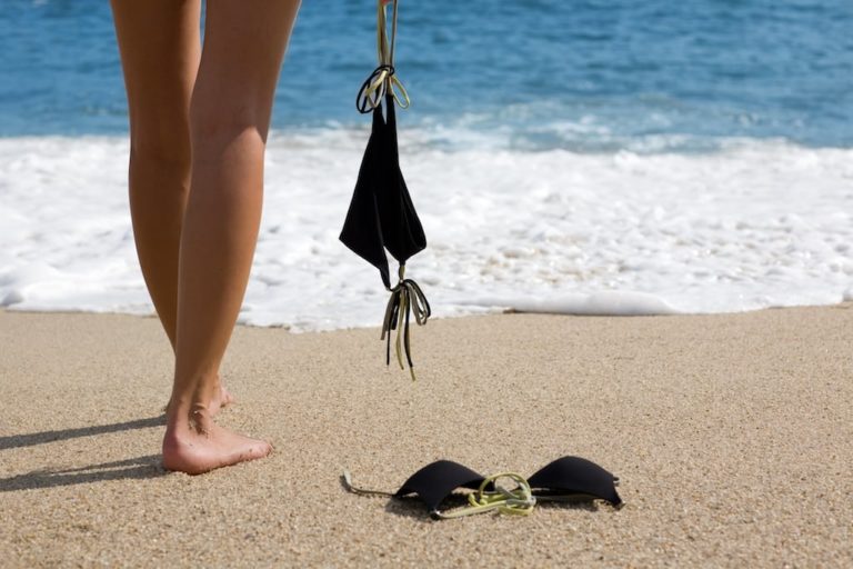 A woman on a topless nude beach in Key West, in the Florida Keys