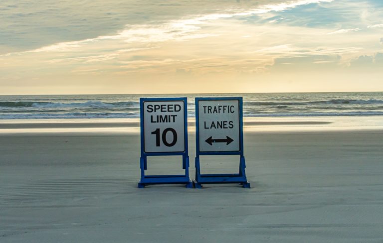 Driving on the beach in Florida, Ormond Beach, Volusia County
