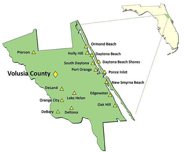 Cities in Volusia County, Florida