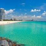 South Beach on Florida's atlantic coast with white and and clear water