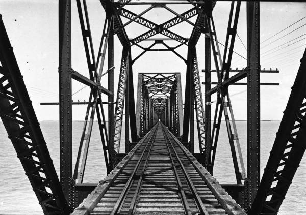 The metal truss train trestle at Bahia Honda Bridge, part of Florida East Coast (FEC) Overseas Railway built by Henry Flagler from Miami to Key West