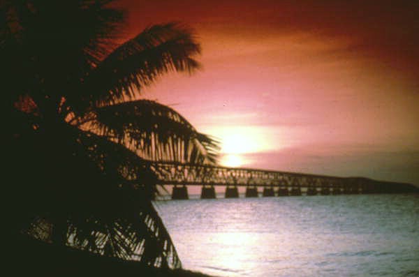 The sunset at Bahia Honda Bridge in the Florida Keys