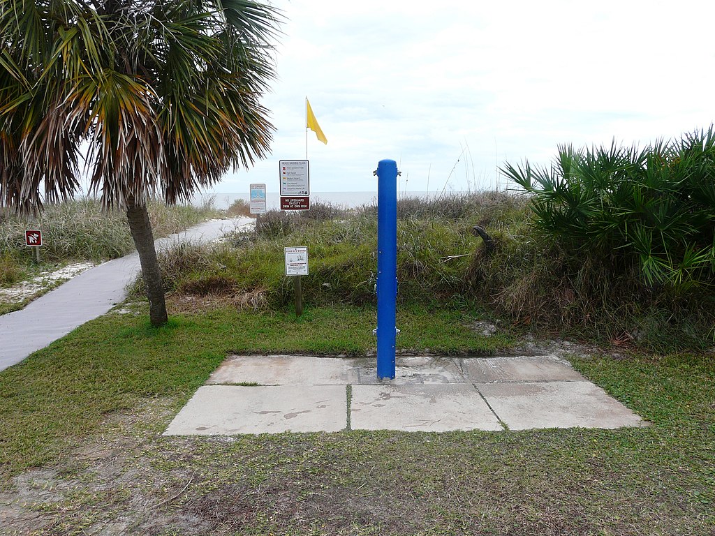 Shower at Sunset Beach in Bald Point State Park, Florida