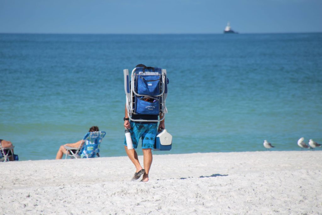 Retired people visit the beach in Florida