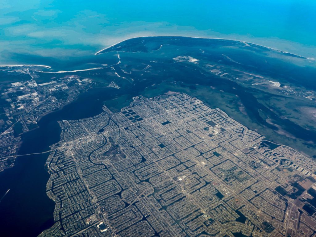 Aerial view of Cape Coral, Florida