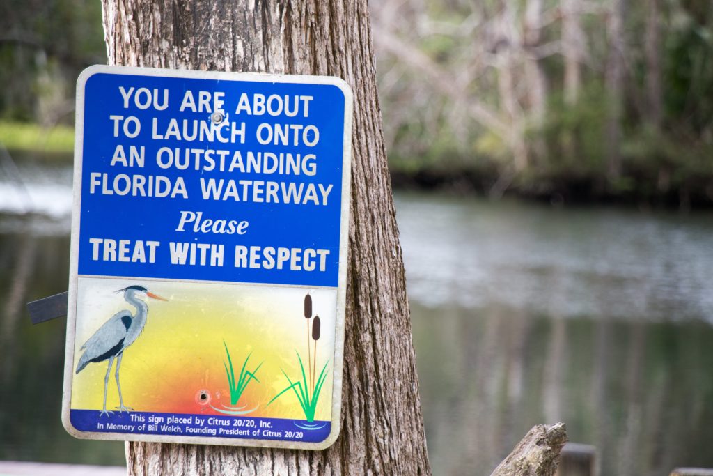 Outstanding Florida Waterway Sign at Chassahowitzka River