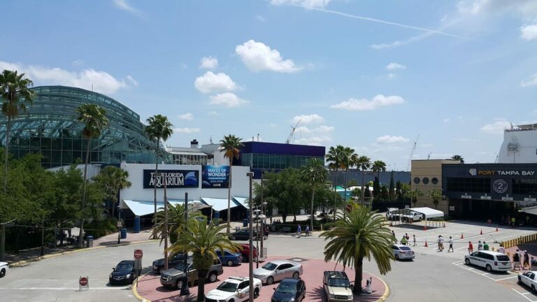 Channelside, Tampa, at Port of Tampa. Outside of Florida Aquarium. Florida Aquarium in Tampa