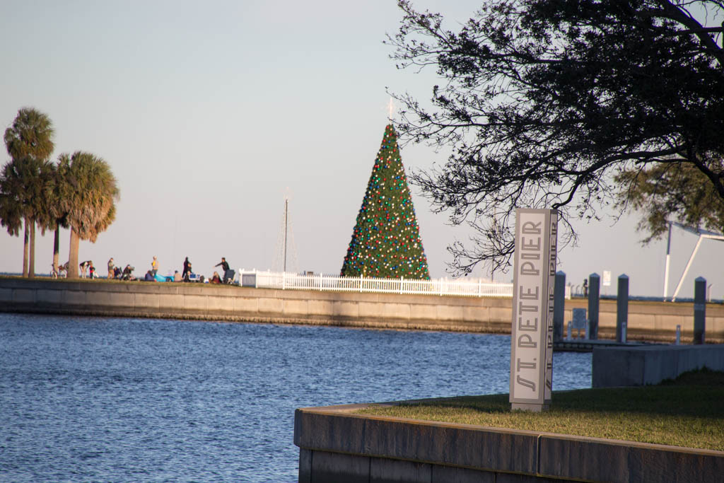 The Christmas tree at the St. Petersburg Pier Winter Festival