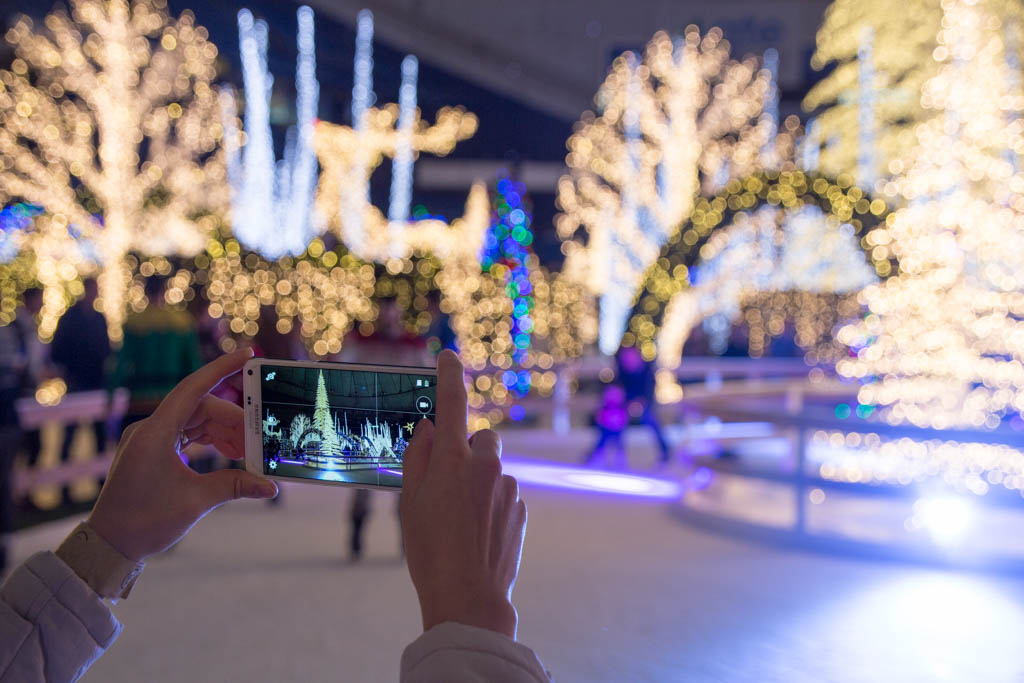 Christmas lights in St. Petersburg, Florida at Enchant Christmas ice skating rink