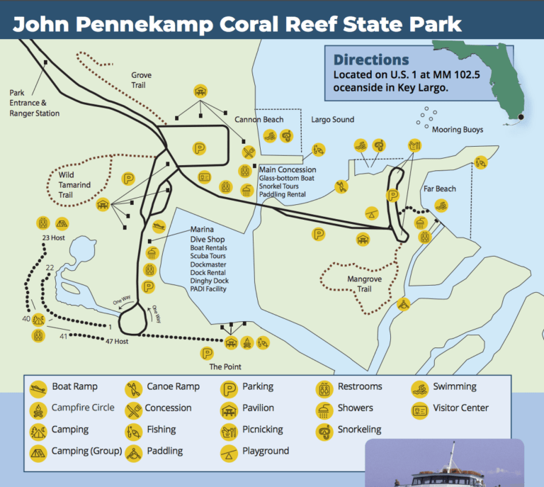 John Pennekamp Coral Reef State - John Pennekamp Coral Reef State Park Map 768x687 