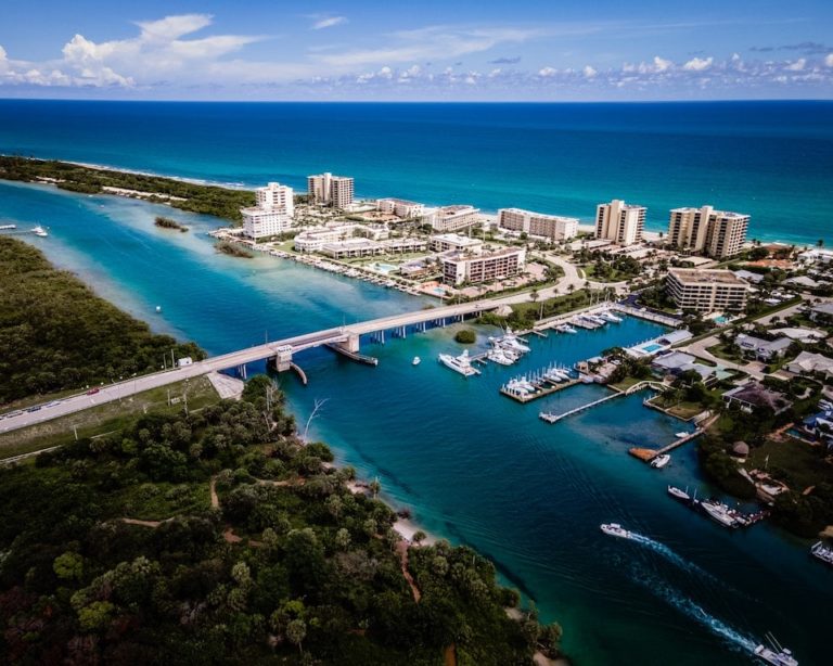 An aerial photo of Jupiter, Florida, one of the best beach towns in Florida