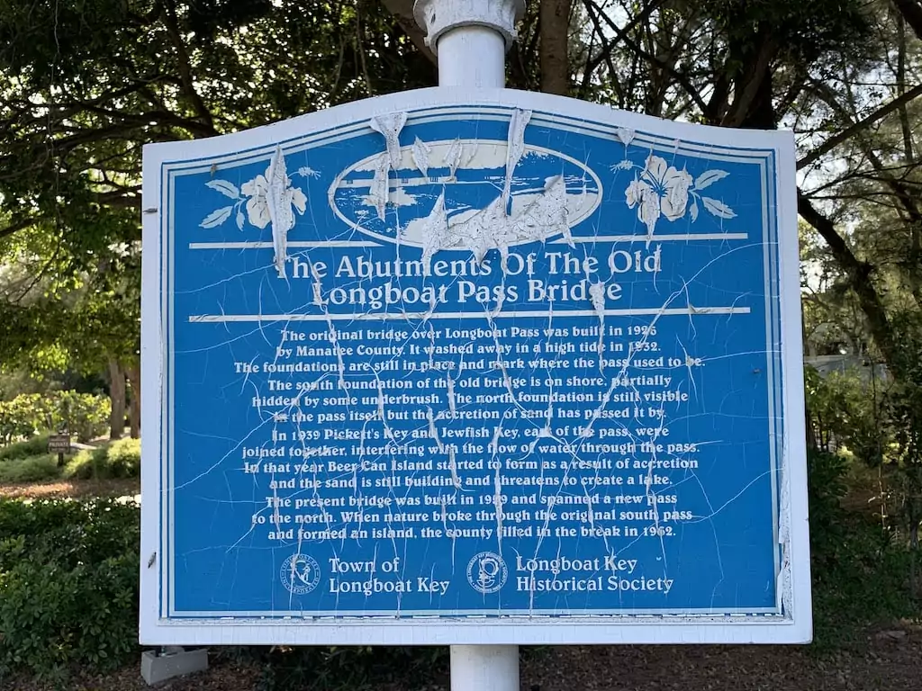 Sign at Beer Can Island on Longboat Key