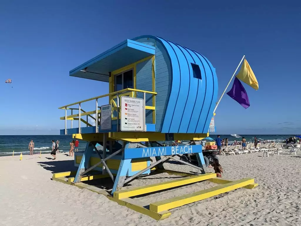 A lifeguard tower at Miami Beach (South Beach), one of the best beaches in Florida