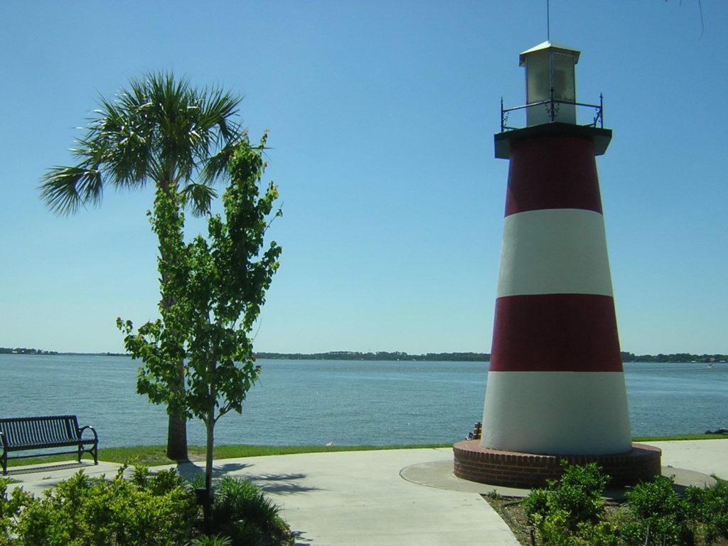 A freshwater lighthouse in Mount Dora, Florida, on Lake Dora in the Harris Chain of Lakes