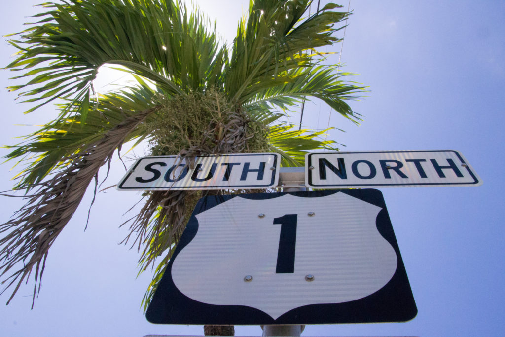 A Highway US 1 Sign in Key West, Florida on the Overseas Highway