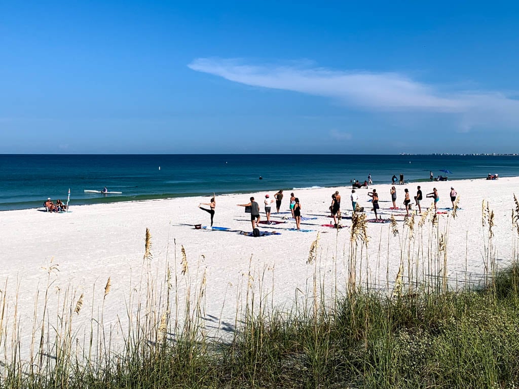 Beach yoga at Pass-a-Grille Beach, Florida