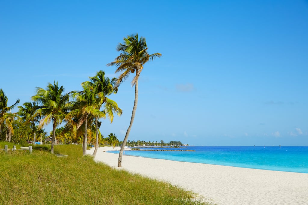 White sand beach and crystal clear water. Smathers beach is the best beach in key west.