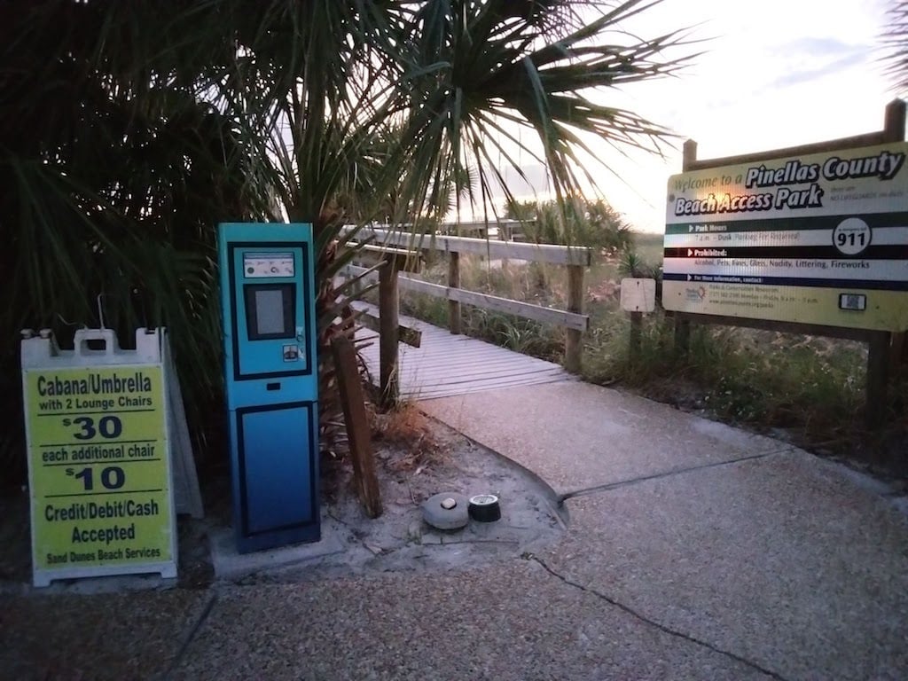 Pay parking station at St. Pete Beach access point